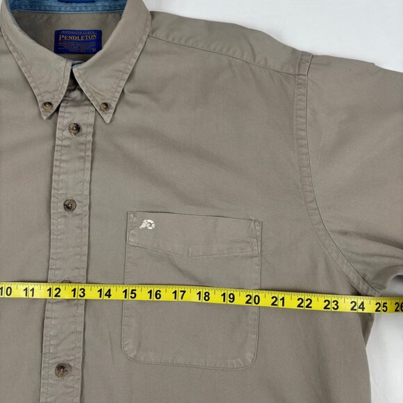 Pendleton Shirt Button Down Long Sleeve Solid Tan Beige Men's Large - Picture 9 of 13